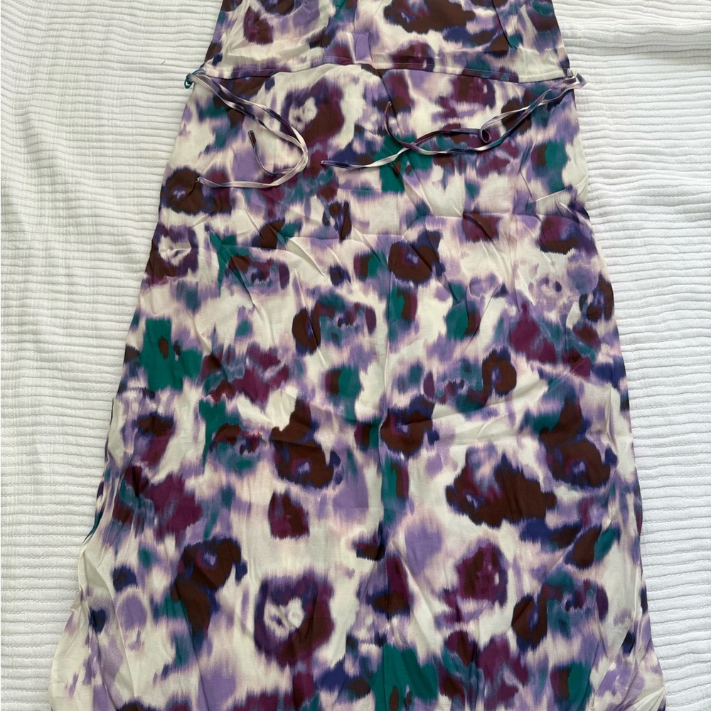 a new day Purple and Green Patterned Midi Dress